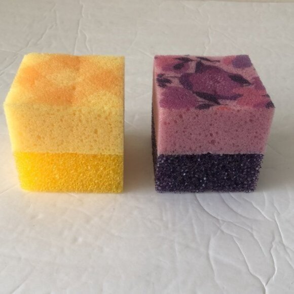 2 Bright Box Kitchen Cube Scrub Sponge Scratch Odor Free Long Lasting Purple Yel - Picture 3 of 6